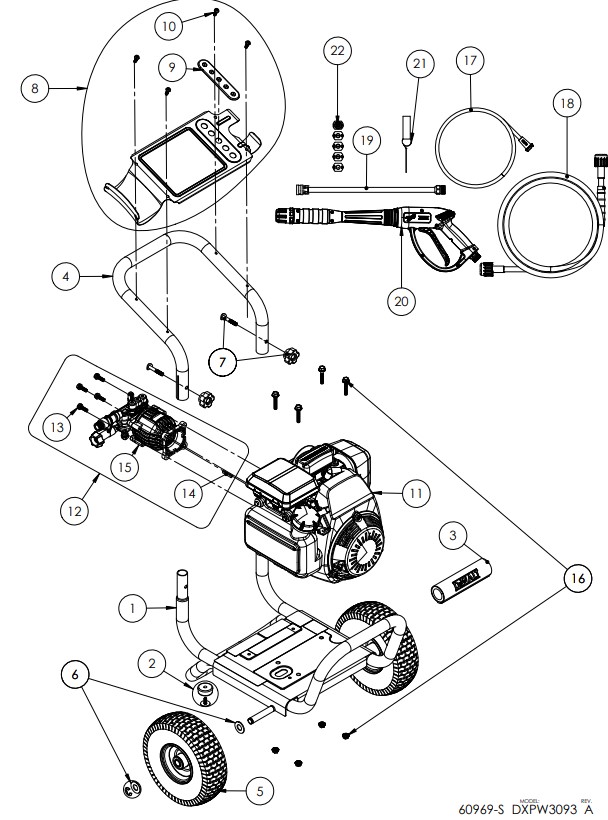 DEWALT 3300 psi pressure washer model 60696 replacement parts